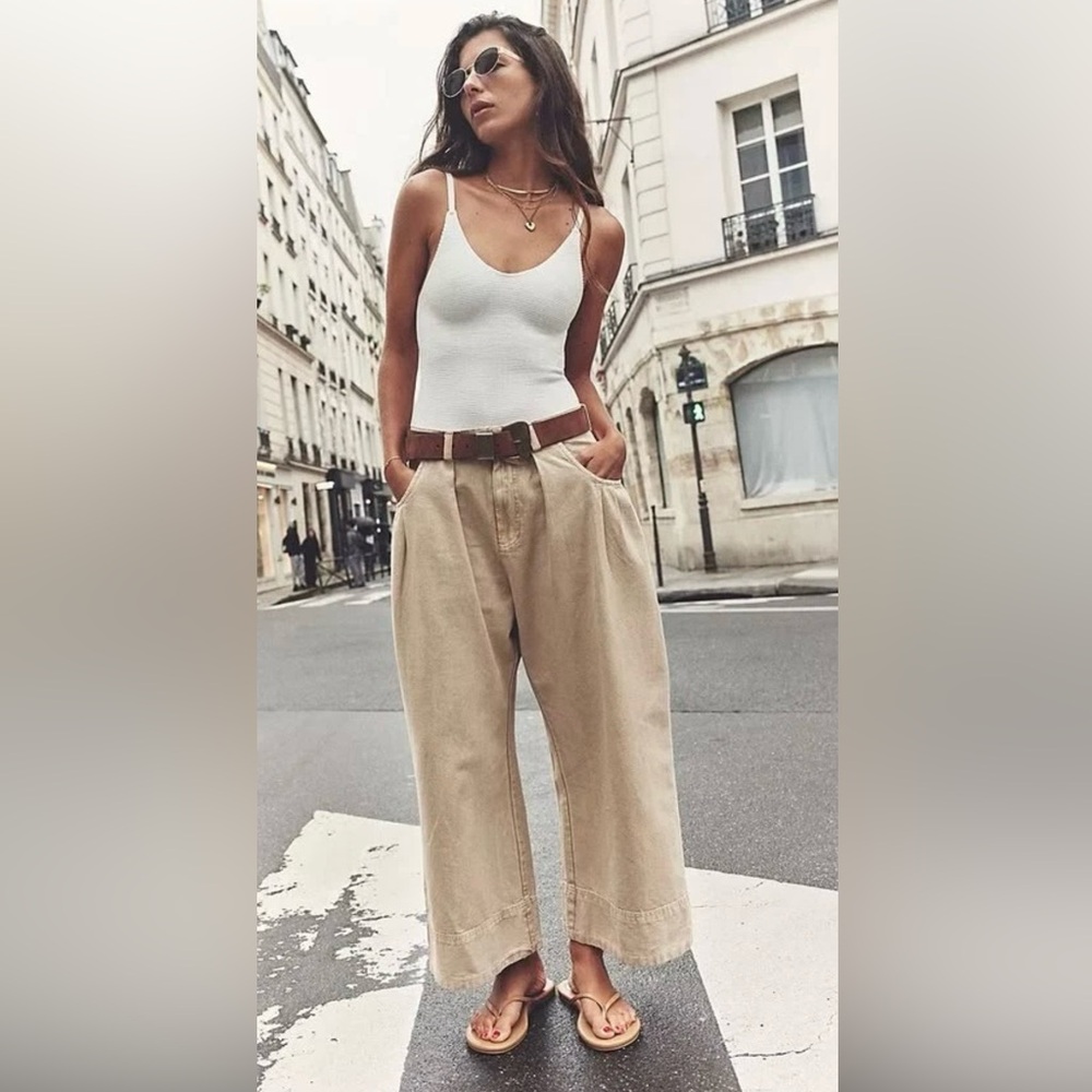 Free People Sweet Talk Chino Pants Size 8 in Croissant (Beige) GUC